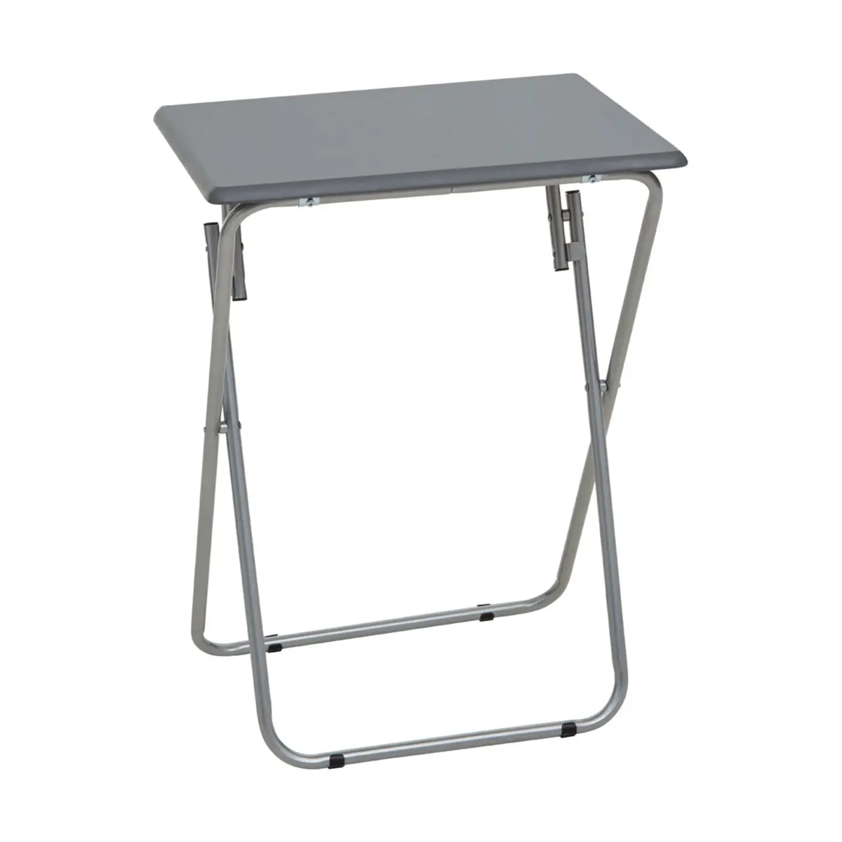 Orsina Bernie Folding Side Table – Grey PVC Top & Portable Silver Legs