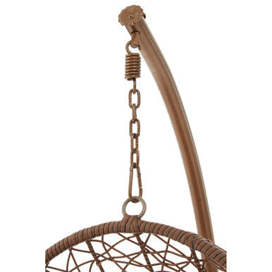 Orsina Goa Brown Rattan Hanging Chair with Grey Cushion | Indoor & Patio