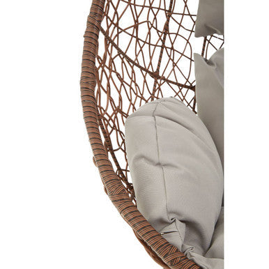 Orsina Goa Brown Rattan Hanging Chair with Grey Cushion | Indoor & Patio