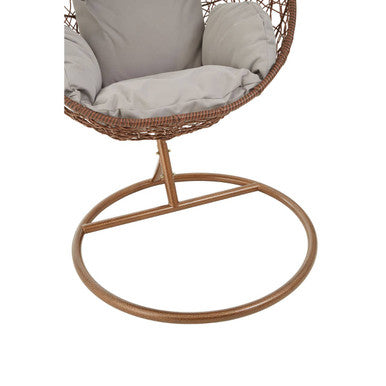 Orsina Goa Brown Rattan Hanging Chair with Grey Cushion | Indoor & Patio