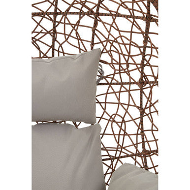 Orsina Goa Brown Rattan Hanging Chair with Grey Cushion | Indoor & Patio
