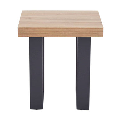 Orsina Oakton Side Table – Natural Wood & Black Metal U-Shaped Base
