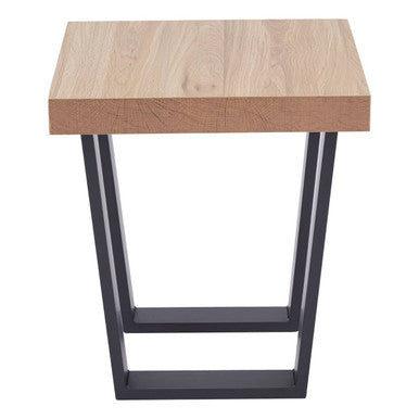 Orsina Oakton Side Table – Natural Wood & Black Metal U-Shaped Base