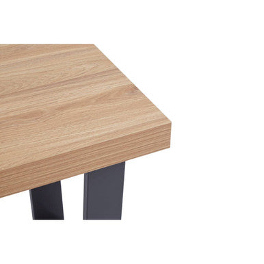 Orsina Oakton Side Table – Natural Wood & Black Metal U-Shaped Base