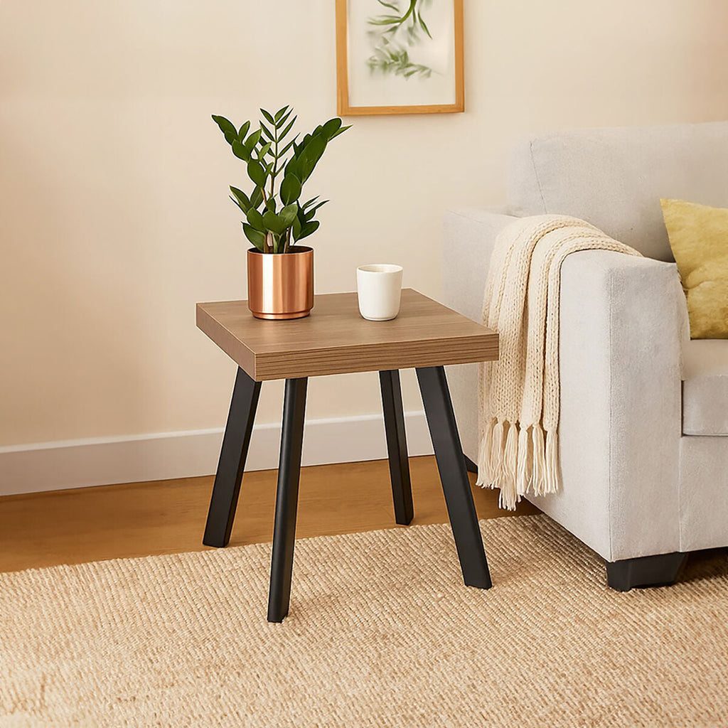 Orsina Oakwill Side Table – Natural Wood Top with Black Splayed Legs