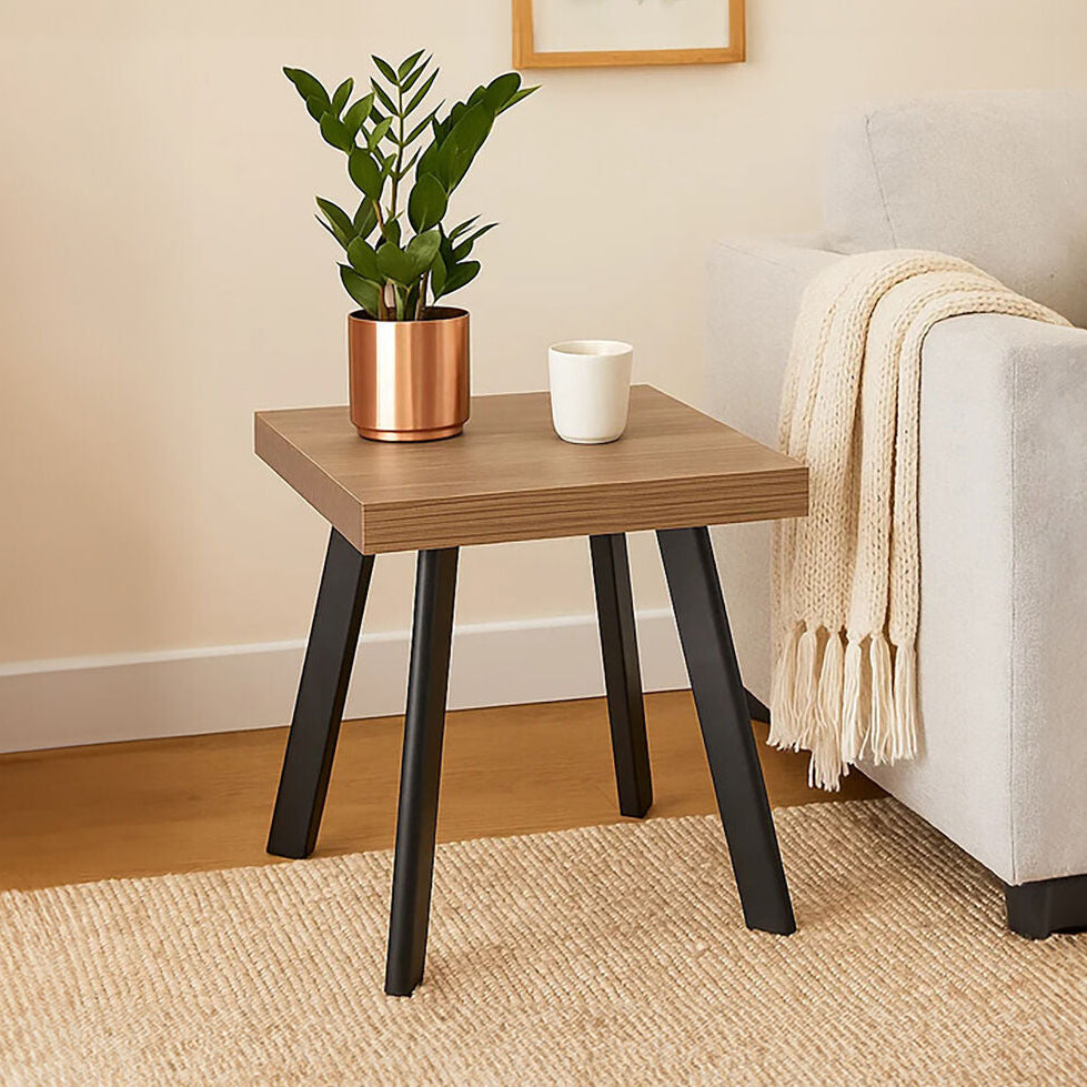 Orsina Oakwill Side Table – Natural Wood Top with Black Splayed Legs