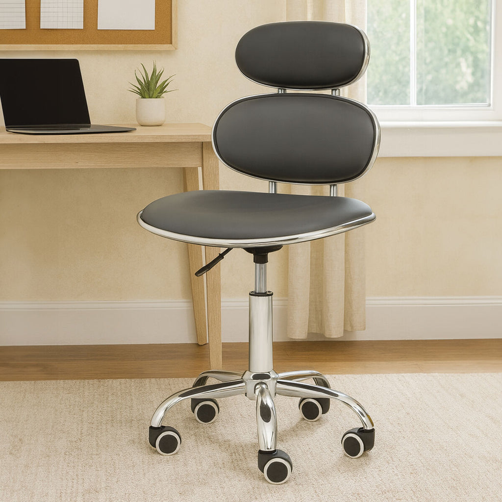 Orsina Fran Black PU Leather Swivel Desk Chair - Home Office Seating