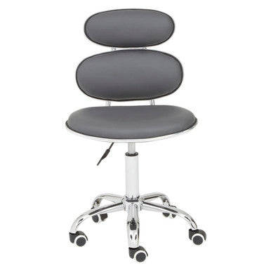 Orsina Fran Grey PU Leather Home Office Desk Chair – Swivel Task Seat