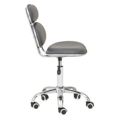 Orsina Fran Grey PU Leather Home Office Desk Chair – Swivel Task Seat