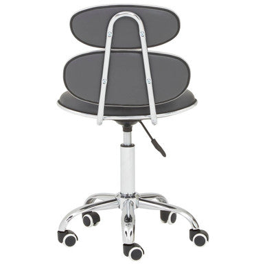 Orsina Fran Grey PU Leather Home Office Desk Chair – Swivel Task Seat