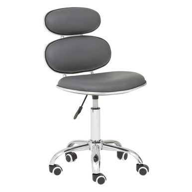 Orsina Fran Grey PU Leather Home Office Desk Chair – Swivel Task Seat