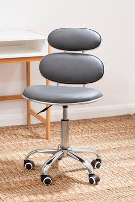 Orsina Fran Grey PU Leather Home Office Desk Chair – Swivel Task Seat