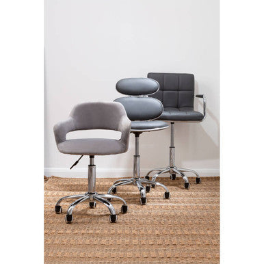 Orsina Fran Grey PU Leather Home Office Desk Chair – Swivel Task Seat