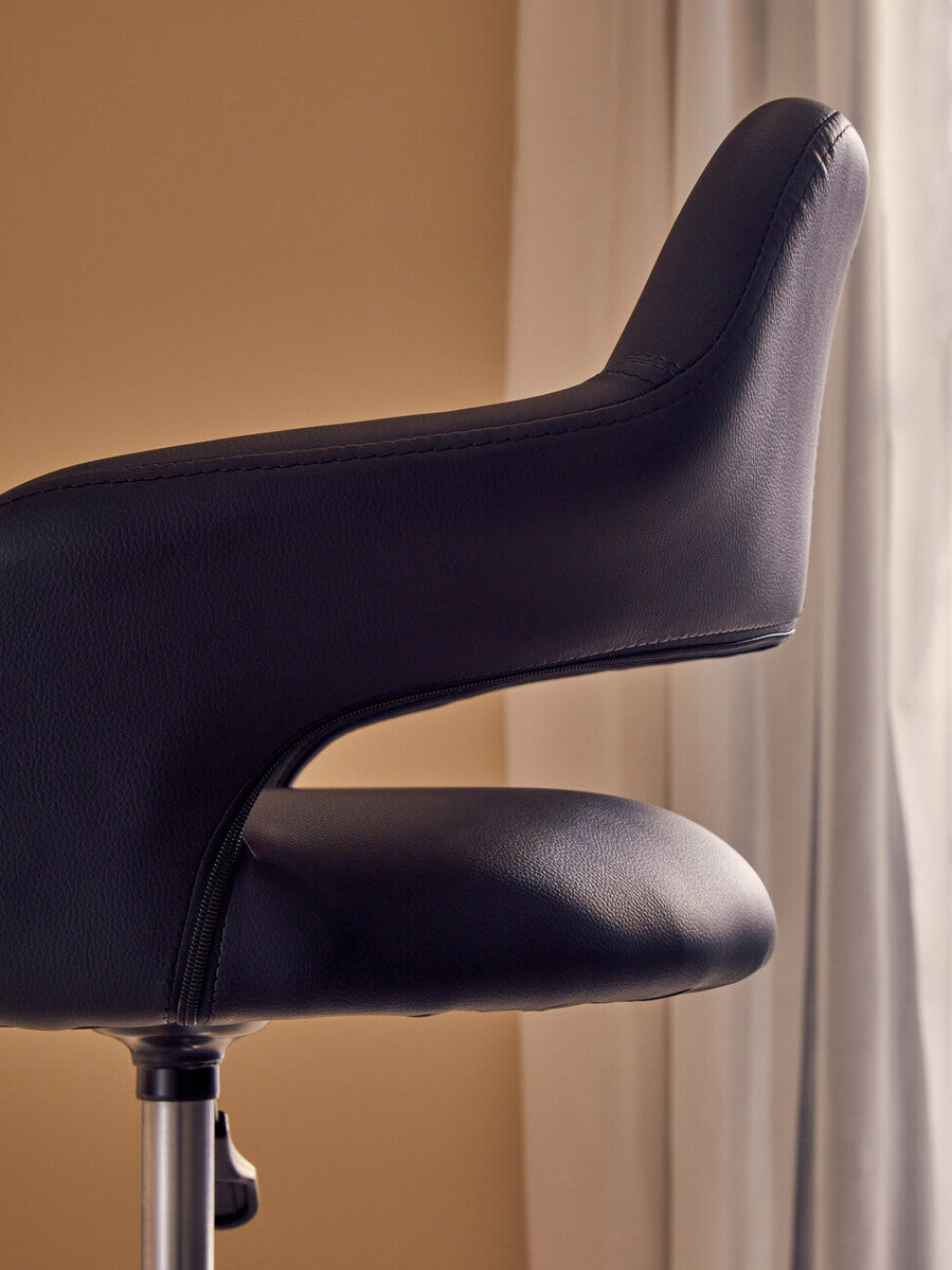 Orsina Fionna Black Home Office Chair – Modern Curved Back Desk Chair