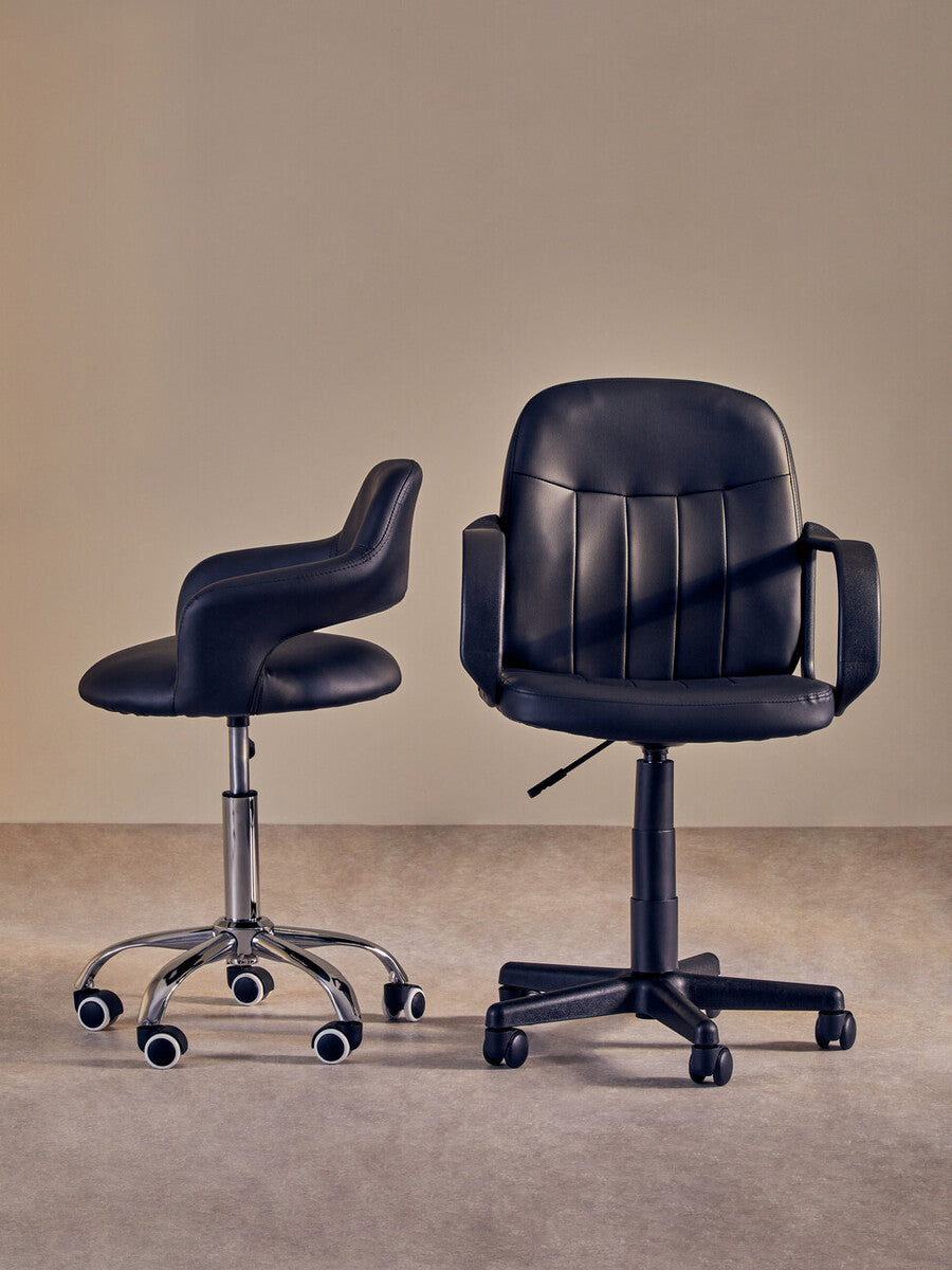 Orsina Fionna Black Home Office Chair – Modern Curved Back Desk Chair
