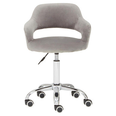 Orsina Fionna Grey Velvet Home Office Chair – Curved Swivel Task Chair