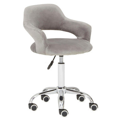 Orsina Fionna Grey Velvet Home Office Chair – Curved Swivel Task Chair
