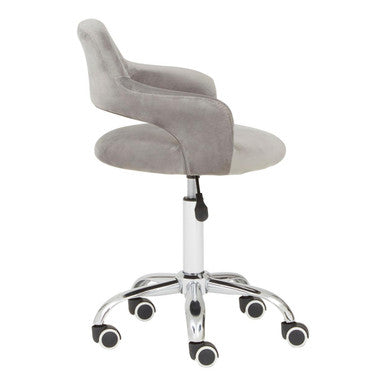Orsina Fionna Grey Velvet Home Office Chair – Curved Swivel Task Chair