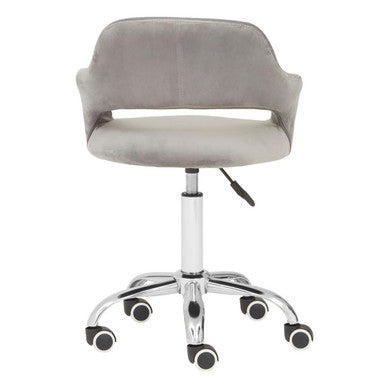 Orsina Fionna Grey Velvet Home Office Chair – Curved Swivel Task Chair