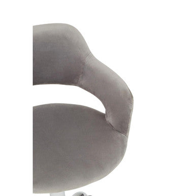 Orsina Fionna Grey Velvet Home Office Chair – Curved Swivel Task Chair