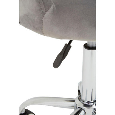 Orsina Fionna Grey Velvet Home Office Chair – Curved Swivel Task Chair