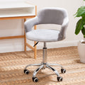 Orsina Fionna Grey Velvet Home Office Chair – Curved Swivel Task Chair