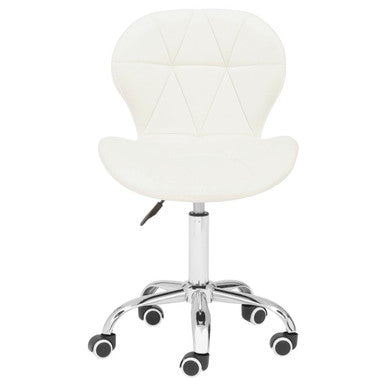 Orsina Franki White Velvet Quilted Home Office Chair | Swivel Desk Chair