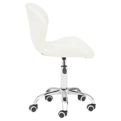 Orsina Franki White Velvet Quilted Home Office Chair | Swivel Desk Chair