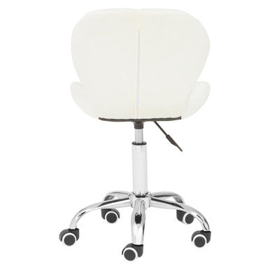 Orsina Franki White Velvet Quilted Home Office Chair | Swivel Desk Chair