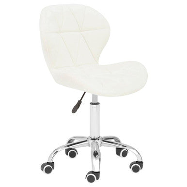 Orsina Franki White Velvet Quilted Home Office Chair | Swivel Desk Chair