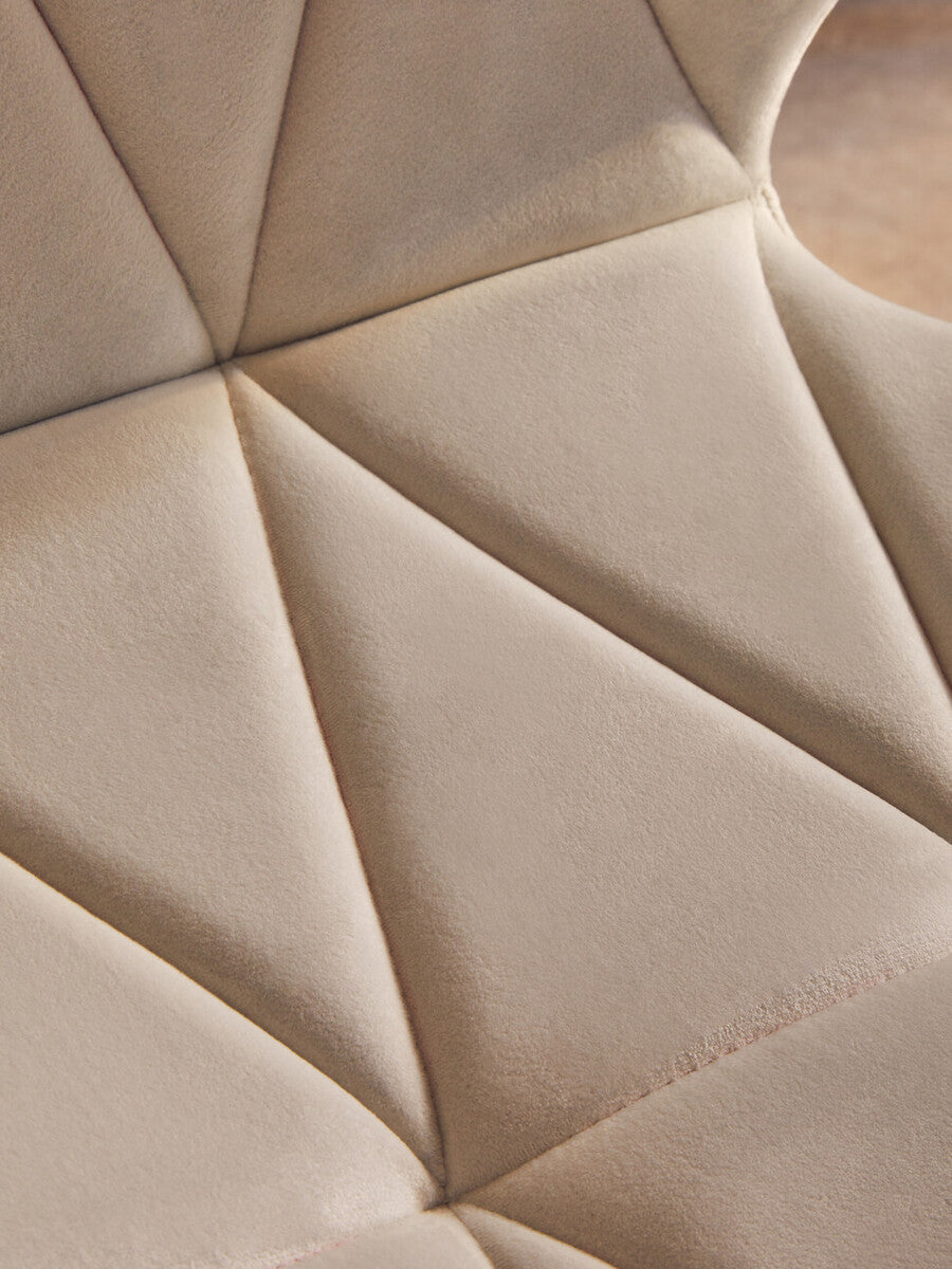 Orsina Franki White Velvet Quilted Home Office Chair | Swivel Desk Chair