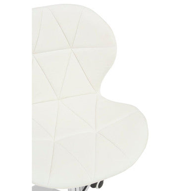 Orsina Franki White Velvet Quilted Home Office Chair | Swivel Desk Chair