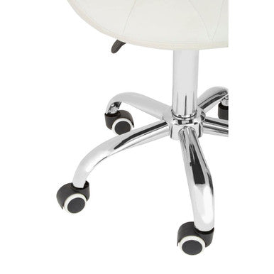 Orsina Franki White Velvet Quilted Home Office Chair | Swivel Desk Chair