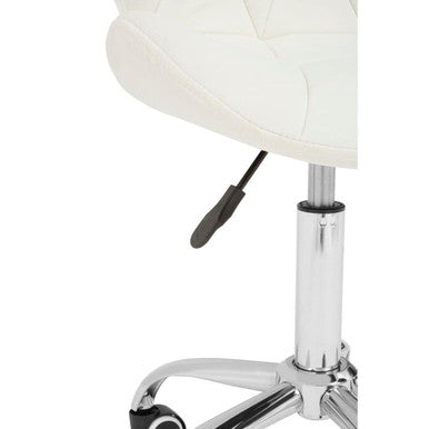 Orsina Franki White Velvet Quilted Home Office Chair | Swivel Desk Chair