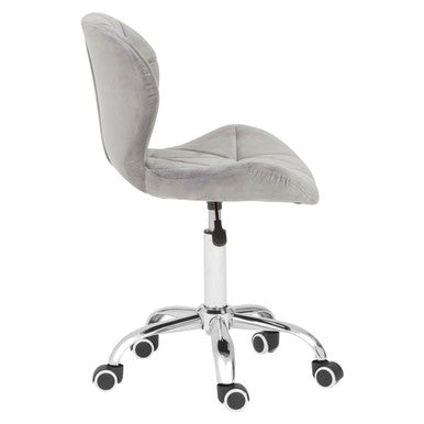 Orsina Franki Grey Velvet Quilted Home Office Chair | Swivel Desk Chair