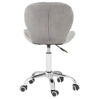 Orsina Franki Grey Velvet Quilted Home Office Chair | Swivel Desk Chair