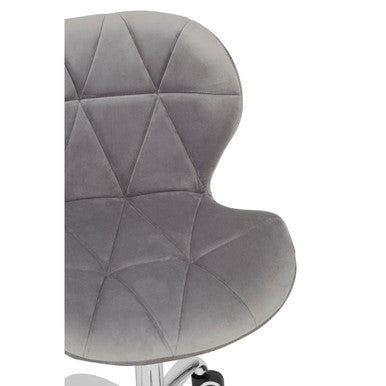 Orsina Franki Grey Velvet Quilted Home Office Chair | Swivel Desk Chair
