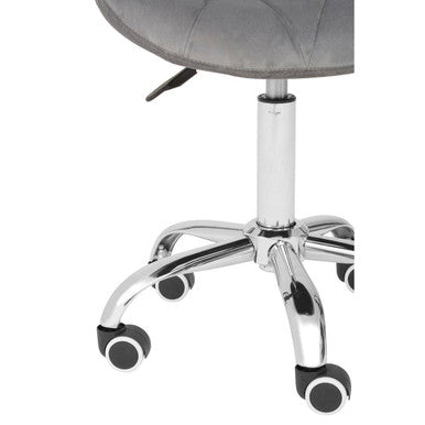 Orsina Franki Grey Velvet Quilted Home Office Chair | Swivel Desk Chair