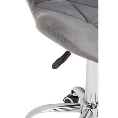 Orsina Franki Grey Velvet Quilted Home Office Chair | Swivel Desk Chair