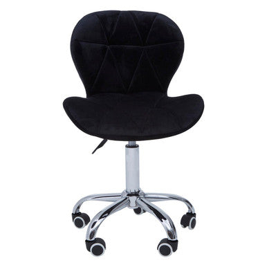 Orsina Franki Black Velvet Quilted Home Office Chair | Swivel Desk Chair