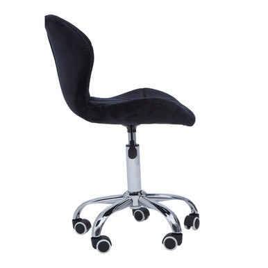Orsina Franki Black Velvet Quilted Home Office Chair | Swivel Desk Chair