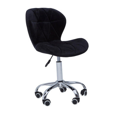 Orsina Franki Black Velvet Quilted Home Office Chair | Swivel Desk Chair