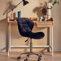Orsina Franki Black Velvet Quilted Home Office Chair | Swivel Desk Chair