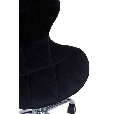 Orsina Franki Black Velvet Quilted Home Office Chair | Swivel Desk Chair