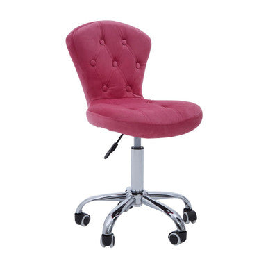 Orsina Fayth Pink Velvet Buttoned Home Office Swivel Desk Chair
