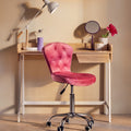 Orsina Fayth Pink Velvet Buttoned Home Office Swivel Desk Chair
