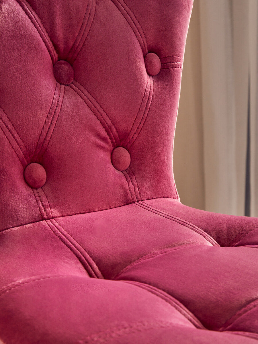 Orsina Fayth Pink Velvet Buttoned Home Office Swivel Desk Chair