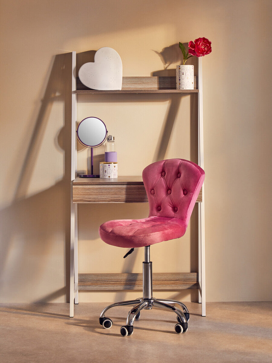 Orsina Fayth Pink Velvet Buttoned Home Office Swivel Desk Chair