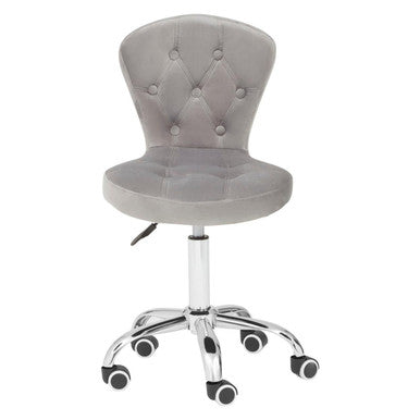 Orsina Fayth Grey Velvet Buttoned Home Office Swivel Desk Chair