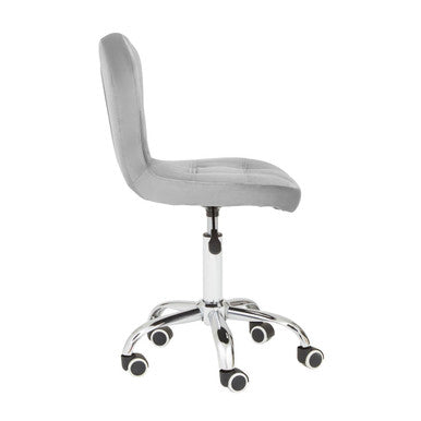 Orsina Fayth Grey Velvet Buttoned Home Office Swivel Desk Chair